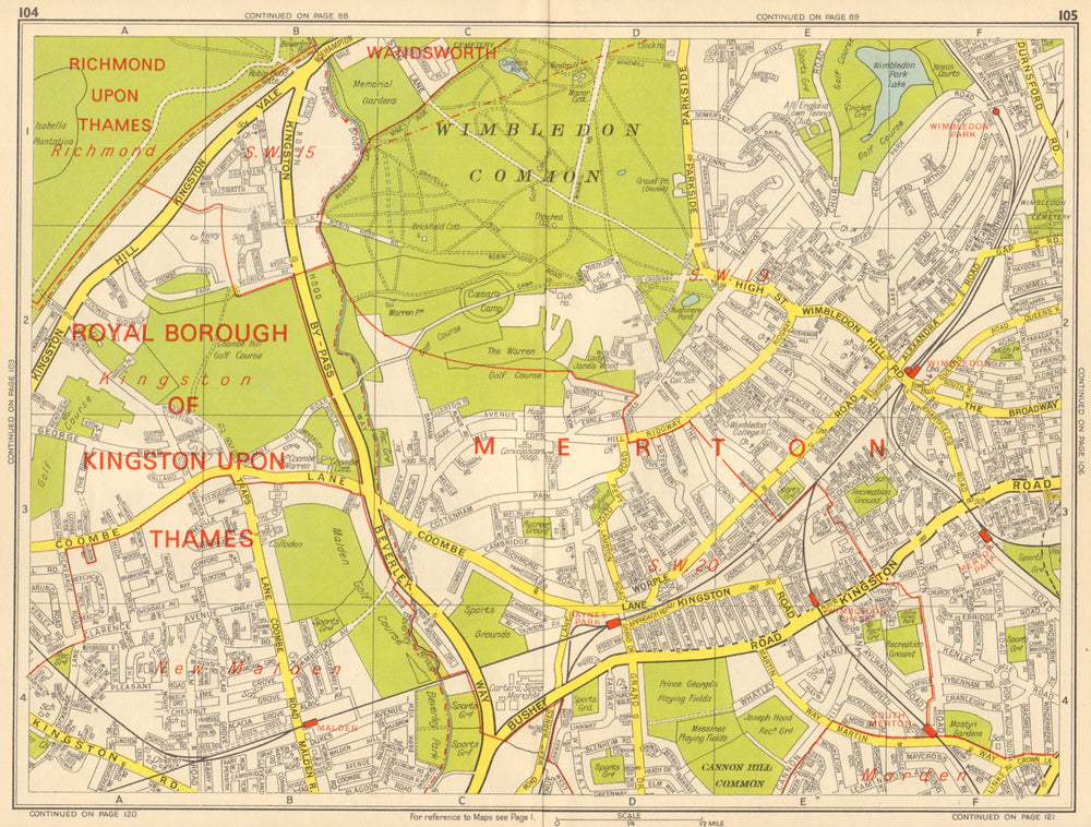 Sw20 Map LONDON SW19 SW20 Wimbledon New Malden Kingston Merton. GEOGRAPHERS' A-Z ...