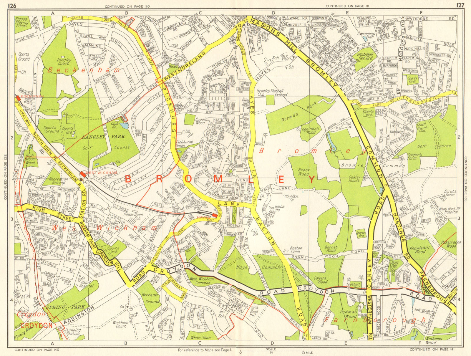 BROMLEY SOUTH Hayes West Wickham Eden Park . GEOGRAPHERS' A-Z 1964 old ...