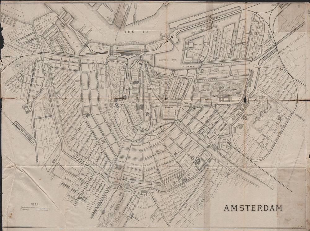 AMSTERDAM. Antique town plan. City map. Netherlands. BRADSHAW 1895 old