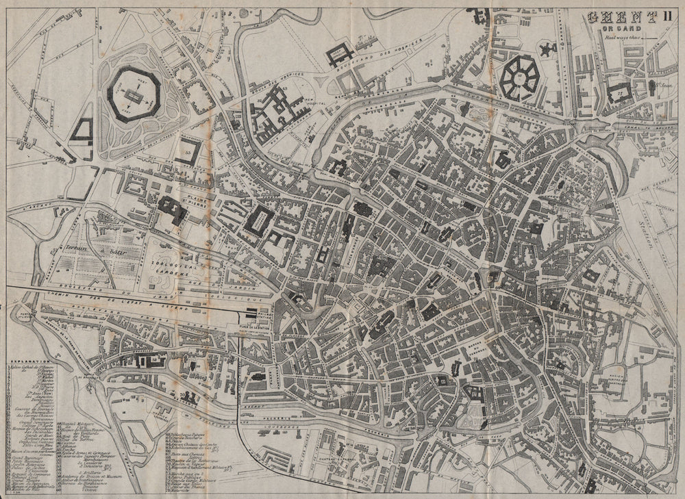GHENT GENT GAND. Antique town plan. City map. Belgium. BRADSHAW 1895 old