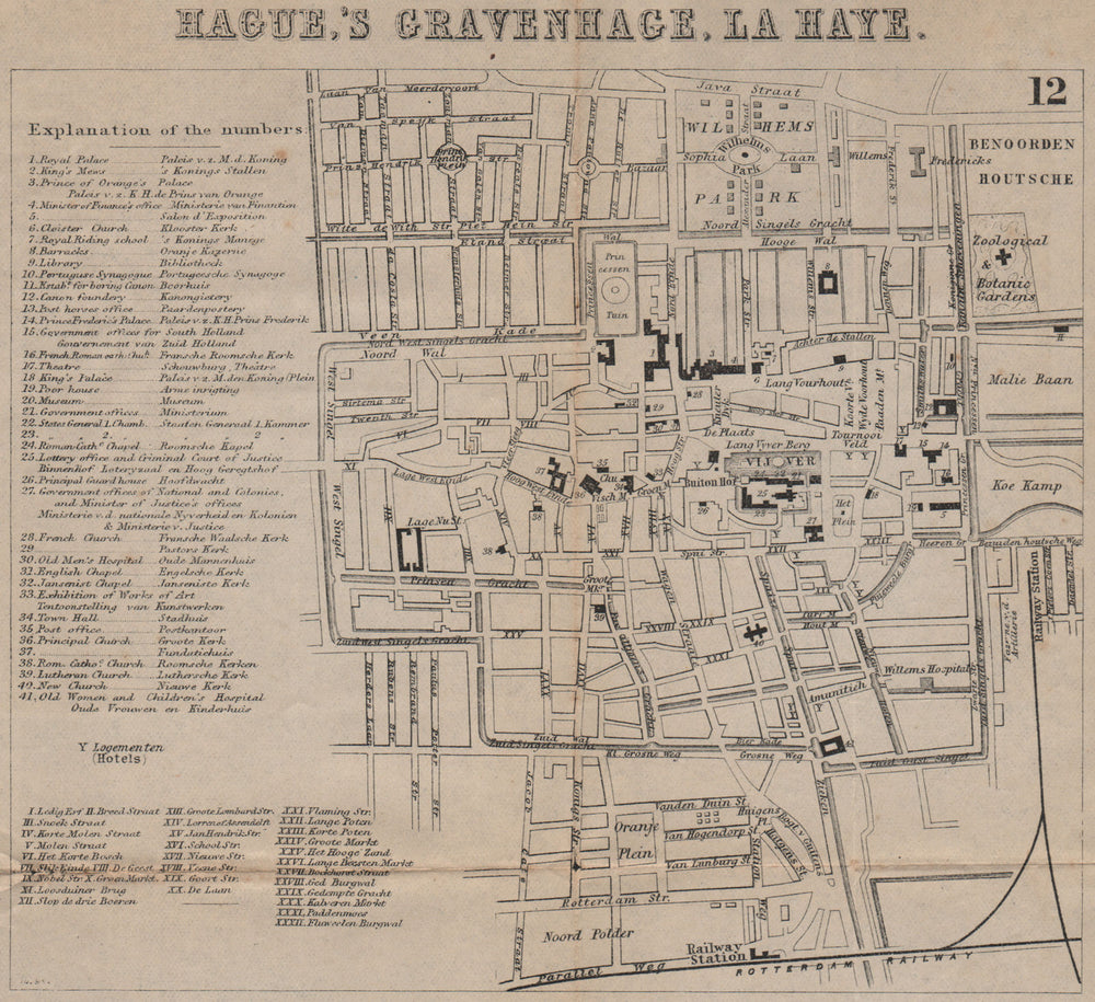 THE HAGUE DEN HAAG 'S-GRAVENHAGE LA HAYE. Town plan. City map. BRADSHAW 1895