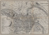 LYONS LYON. Antique town plan. City map. France. BRADSHAW 1895 old