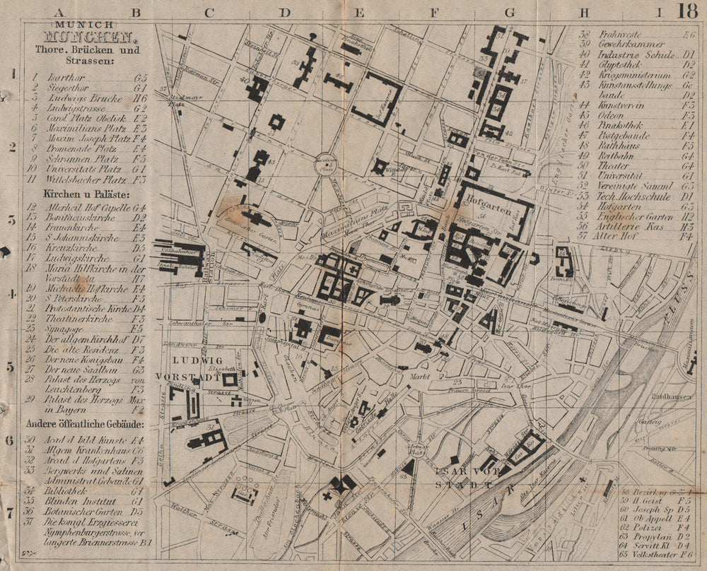 MUNICH MÜNCHEN MUNCHEN. Antique town plan. City map. Germany. BRADSHAW 1895