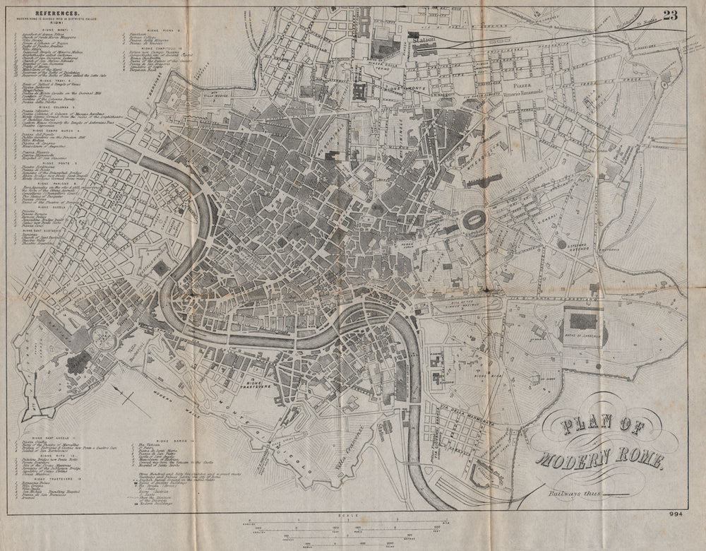ROME ROMA. Antique town plan. City map. Italy. BRADSHAW 1895 old