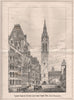 New Law Courts design, Strand view; Raphael Brandon, Architect 1867 old print