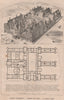 Leeds Infirmary - Bird's Eye View; G.G. Scott, Architect. Yorkshire 1867 print