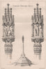 Llandaff Memorial Cross. Wales 1867 old antique vintage print picture
