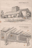 Banton Church; Aisle roof, Wolverhampton. Staffordshire 1868 old antique print