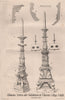 Alabaster lectern and Candelabrum at Worcester College, Oxford 1868 old print