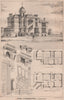 House at Sevenoaks, Kent; J. Johnson, Architect 1868 old antique print picture