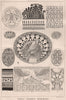 Early classic ornament. Decorative (2) 1869 old antique vintage print picture