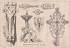 Mediaeval metal work . Decorative 1869 old antique vintage print picture