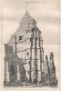 Church at Marolles near Lisieux. Tower from the East. Calvados 1870 old print
