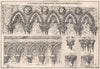 Arcade on tower, West front, Holyrood Chapel. Scotland 1870 old antique print