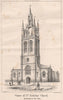 Tower of St. Nicholas Church, Newcastle-on-Tyne. Northumberland 1870 old print