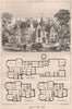 Bignell House, Oxon; W. Wilkinson, Architect, Oxford. Oxfordshire 1870 print