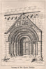 Doorway of Adel Church, Yorkshire 1870 old antique vintage print picture