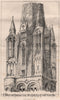 L'Abbaye aux hommes, Caen, springing of south west spire. Calvados 1870 print