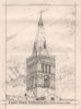 Castor Church, Northamptonshire. N.E. view of Tower & Spire 1871 old print