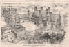 Leyes Wood, Sussex - bird's eye view; R. Norman Shaw, Architect 1871 old print