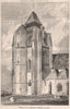 Tower of the Church of Tréport near Eu. Seine-Maritime 1871 old antique print