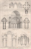 Plans & sections of churches. From Viollet-le-Duc 1871 old antique print