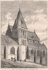 Tower of the Church of St. Michel de Vaucelles, Caen. Calvados 1871 old print