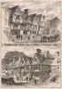 Examples of half timbered houses, Tunbridge & Chiddingstone Kent 1871 print