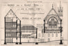 Design for a town hall for a country town, section on Line AB 1872 old print