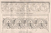 Panel from antique cabinet; carved oak door panel. Decorative 1872 old print