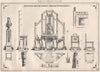 Hall furniture, Pedestal, Stand, Chairs, Picture Frame by Banister Fletcher 1872