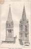 Spires near Caen, Normandy. Calvados 1873 old antique vintage print picture