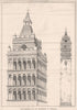 The campanile of the Cathedral at Pistoja. Italy 1873 old antique print