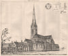 St. Gregory's Church & Monastery, Downside, nr Back, Somerset 1873 old print
