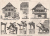 Granaries at Langnau, Switzerland 1873 old antique vintage print picture