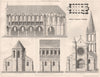Nesle Church, France . Somme 1874 old antique vintage print picture