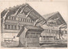 Timber Houses, Saanen, Switzerland 1874 old antique vintage print picture