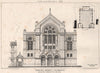 Wesley Chapel, Falmouth. James Hicks Architect. Cornwall 1874 old print