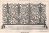 Wrought iron fire guard. Decorative 1874 old antique vintage print picture