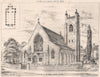 S.W. View of St. Mary's Church, Denbigh. Wales 1874 old antique print picture