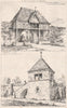 Rousdon, Devon. East entrance to garden; Corner of garden wall 1874 old print