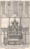 Reredos, St. Bartholomew's Ch, Armley. Leeds 1874 old antique print picture