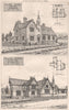 Village schools, Norton Evesham & Hampton Evesham, Derbyshire 1874 old print
