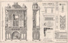 Oak cabinet. Decorative (2) 1874 old antique vintage print picture
