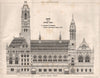 Town Hall design. Lawrence Summers, Nottingham School of Art 1874 old print