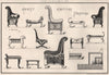 Ancient Egyptian furniture 1875 old antique vintage print picture