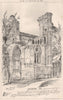 Mont-Notre-Dame in Aisne. Ruins of south west Tower 1875 old antique print