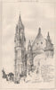 Church of Notre Dame, formerly Cathedral. SW tower & south transept 1875 print