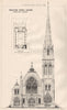 Wesleyan Chapel, Oxford; Charles Bell, Architect. Oxfordshire 1876 old print