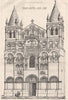 Angouleme Cathedral - west front. Architecture of la Charente 1876 old print